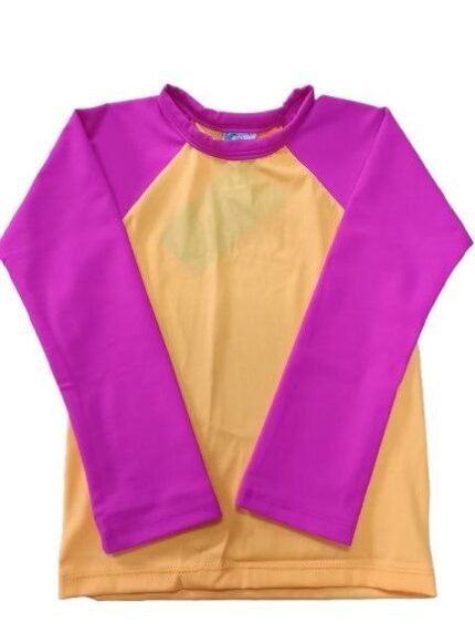 Franela surfista juvenil (Amarillo con mangas rosadas)