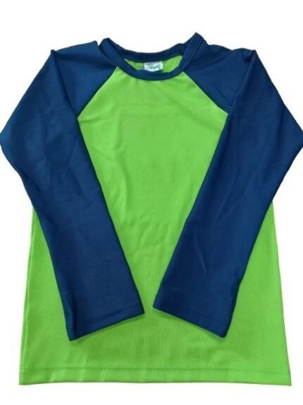 Franela surfista juvenil (Verde con mangas azul)